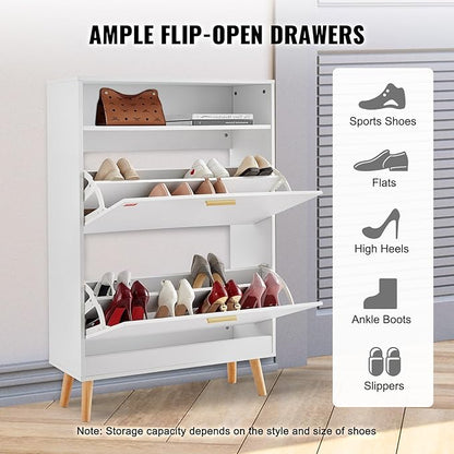 VEVOR Shoe Storage Cabinet for Entryway, 31.5" D x 9.4" W x 47.3" H, White