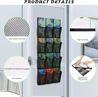 Irise Door Organizer Hanging Shoe Organizer for College Dorm Room 12 Compartment Breathable Mesh Pocket Over the Door Hanging Storage Bag for Bedroom Bathroom Decor