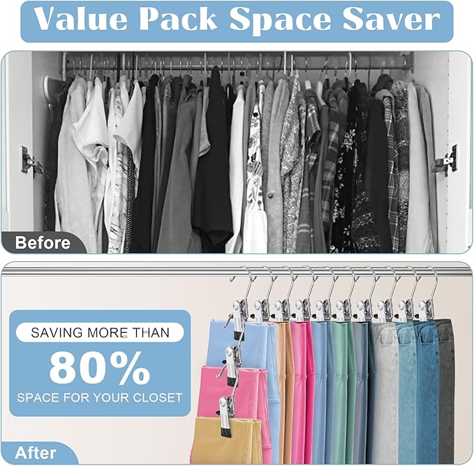Boot Hangers Clips for Closet, Laundry Hooks Hanging Clips Clothes Pins Boot Holder Clips Space Saving Portable for Travel Tall Boots Socks Towel Jeans Hats (24, Multi)