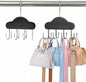Belt Organizer, 2 PCS Belt Hanger for Closet, Tie Organizer for Men, Rotatable Sturdy Shirt Hangers with 8 Hooks, Tie Rack for Belt, Bra, Tank Top, Hat, Purse, Black
