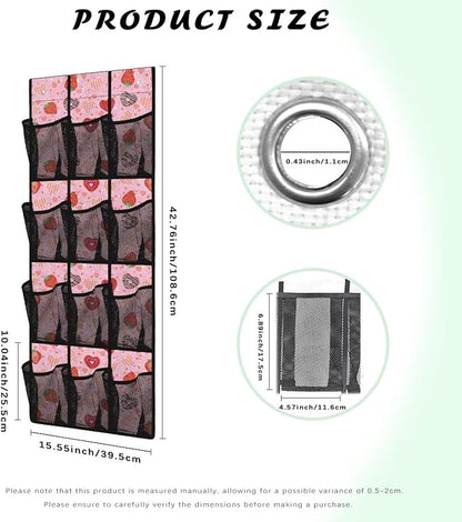 Pink Behind Door Organizer 12 Pockets Donuts Over The Door Shoe Organizer for Closet Space Saving Wall Hanging Storage Cookies Multi-Funtion Storage Bag