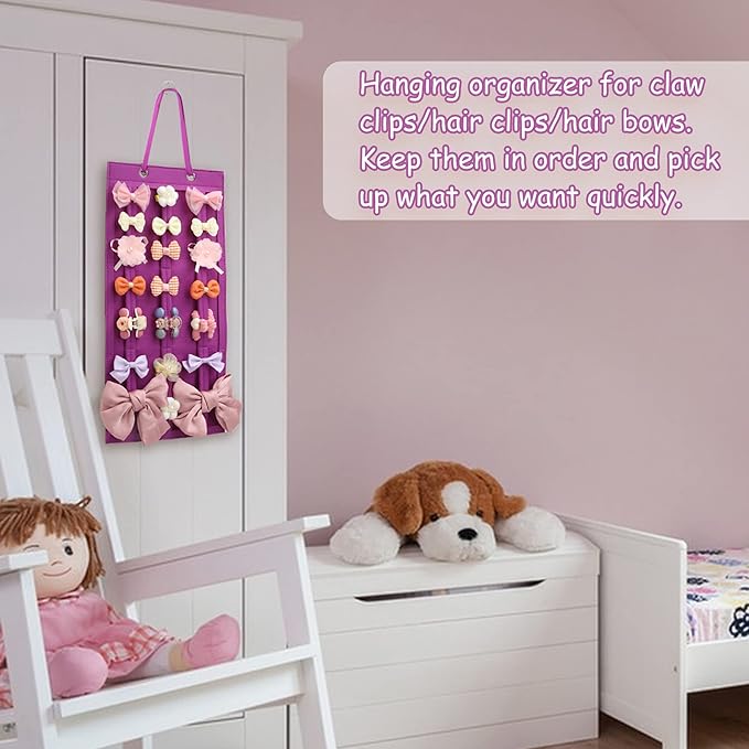 SMUK Hanging Hair Claw Clip Organizer - Large & Small Claw Clip Storage Display for Thick Hair, On Wall, Door, Wardrobe