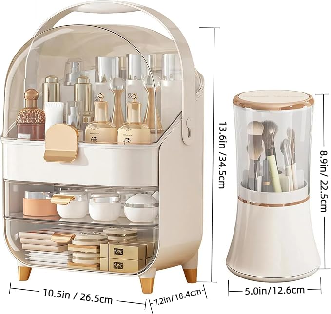 Makeup Organizers for Vanity, Skincare Organizers Cosmetic Display Cases with Transparent Cover, Teen Girls Gift for Bathroom Countertop, Lipstick Organizer