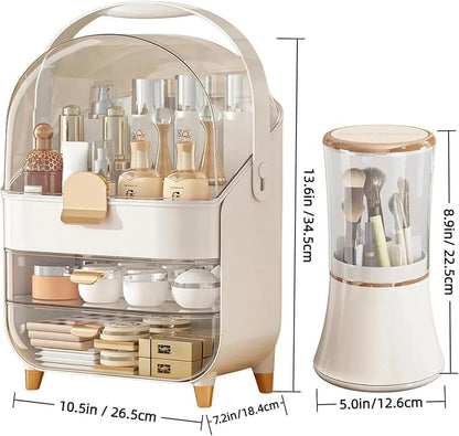 Makeup Organizers for Vanity, Skincare Organizers Cosmetic Display Cases with Transparent Cover, Teen Girls Gift for Bathroom Countertop, Lipstick Organizer
