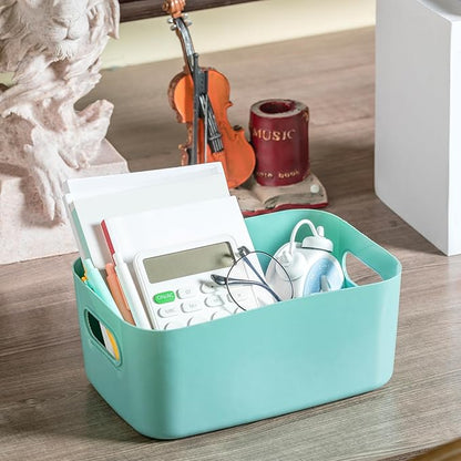 Geetery 24 Pcs Plastic Storage Bins, 10 x 7 x 4 Multiple Color Containers Pantry Baskets with Handles Organizing Bins for Kitchen Bathroom Organizer Cupboard Box on Shelves