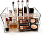 Makeup Tray Organizer Makeup Organizer Box Cosmetic Display Case Cosmetic Storage for Dresser Countertop,Bathroom Vanity,Office Desk,Washable Crystal Clear Acrylic
