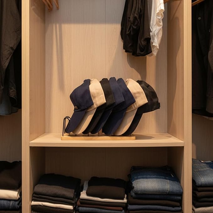 Hat Rack, Display Stand, 7-Cap Storage Organiser for Baseball Caps, Snapbacks, Fits on Tabletop, in Closet, Dressing Room