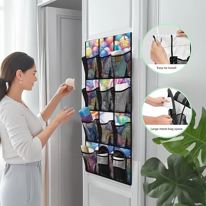 Cute Rabbit 12-Pocket Door Organizer, Breathable Ultra-Lightweight & Foldable Mesh Pockets Organizer for Shoes