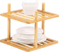 2-Tier Vertical Shoe Rack - Tall Narrow Shoe Rack Organizer for Small Spaces,Bamboo Shoen Shelf for Entryway,Closet,Corner,Doorway,Skinny Shoe Shelf Space Saving Shoe Storage (Natural, 2-Tier)