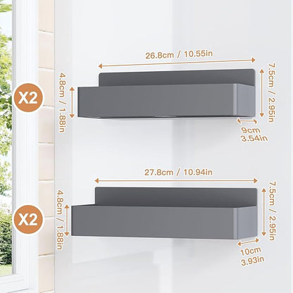 Mystozer Magnetic Spice Rack for Refrigerator, Kitchen Organizer and Storage Shelf, Grey (4 Pack)…