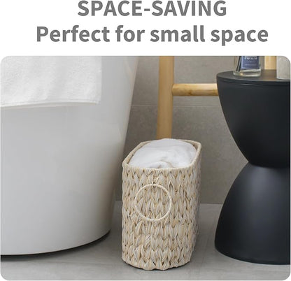 GRANNY SAYS Toilet Paper Storage, Toilet Paper Basket for Bathroom, 6 Mega Rolls Organizer Free Standing, Wicker Basket for Bathroom Storage, Butter Milk