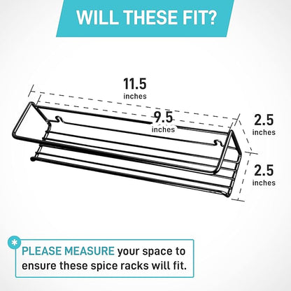 Spice Rack Wall Mounted 4 Tier – Space-Saving Kitchen Spice Organizer for Seasonings – Screw or Adhesive Hanging – Wall Mount Hanging Spice Rack for Wall, Cabinet, Pantry Door 2.5x 2.5x11.5 in