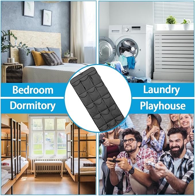 30 Large Pockets Dual Sided Hanging Shoe Organizer Double-Side Closet Storage Shelves with Rotating Hanger Space Saving Storage Bag Portable Shoe Rack Holder for Bedroom Laundry Room,Black