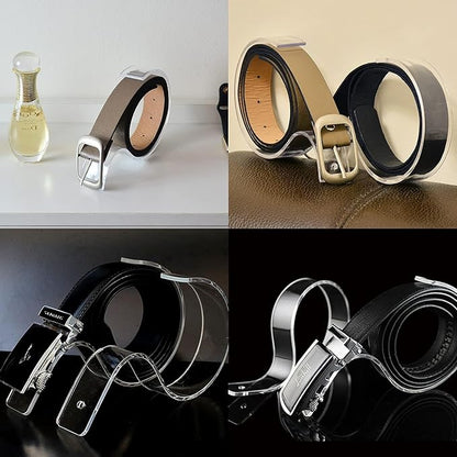 OILCUP 10 PCS Acrylic Belt Display Stand for Men and Women Belt, Rack Holder Closet Organizer Space Saver Case for Store Display or Home Use