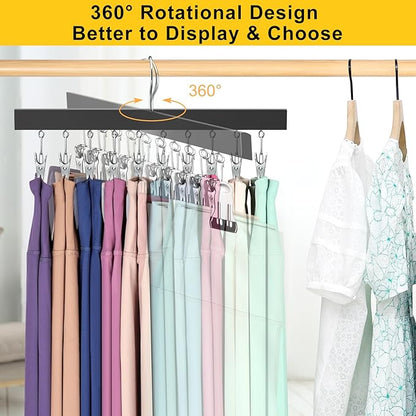 Legging Organizer for Closet, Pants Hangers with Clips Holds 20 Leggings, Jeans, Hats, Shorts, Socks, 360° Rotating Space Saving Hanging Lightweight Garment Hanger Storage 2Pcs