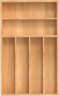 Silverware Organizer, Bamboo Kitchen Drawer Organizer, Utensil Holder, Cutlery Tray & Spoon Flatware Storage with Grooved Drawer Dividers (10''W x 16''D)