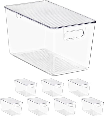 Sorbus Clear Storage Bins with Lids, 8 Pack X-Large Organization Bins with Handles – Clear Stackable Storage Containers for Storage, Pantry, Fridge, Cabinet, Closet & Kitchen Organization – BPA-Free