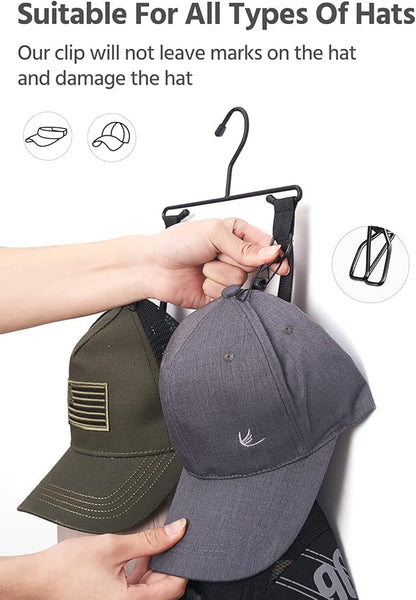 Mkono Closet Storage Rack Baseball Cap Keeper Hanger with 16 Hooks Modern Multifunctional Organizer for Door and Wall Fit Most Hats,