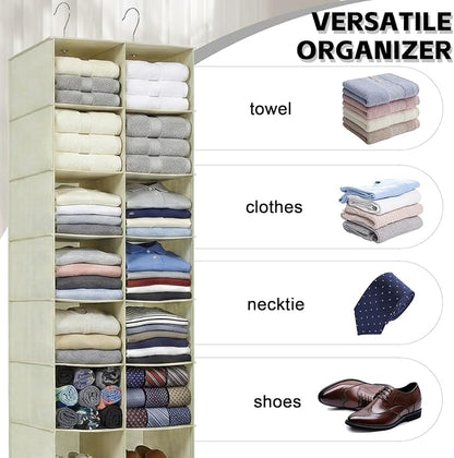 Hanging Shoe Organizer for Closet, 20 Sections Hanging Closet Organizers and Storage Shelves, Space Saving Shoe Storage Rack Holder, Beige, 12''W×12''Dx 50''H