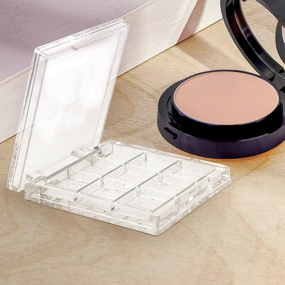 NOLITOY 2pcs Compact Transparent Empty Eyeshadow Box 9-Color Diy Refillable Makeup Palette Travel-Friendly Cosmetic Container 2.56 Inches