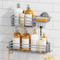 TAILI Shower Caddy Suction Cup 2 Pack with Hooks & Soap Holder, Heavy Duty Shower Organizer for Bathroom, No Drilling Bathroom Organizer with Large Capacity, Metal Storage Holder-Grey