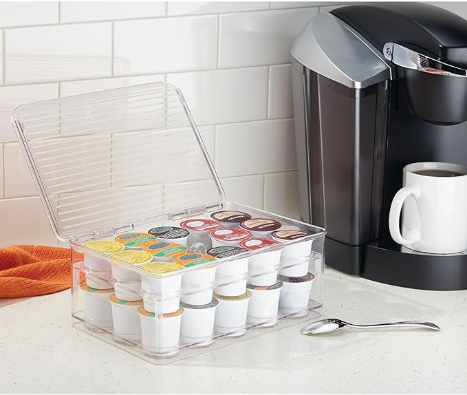 iDesign Stackable Coffee Pod Holder for K-Cup Pods - 29 K-Cup Capacity - Set of 2 - Clear