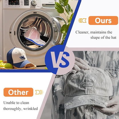 2 Pack Hat Washer Cage for Washing Machine, Baseball Cap Washing Cage, Hat Cleaner for Flat and Curved Ball Caps (Sapphire 2pcs)
