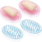 4 Pcs Plastic Soap Holder Soap Dish Bar Saver Tray with Holes Sponge Holder for Kitchen Bathroom Shower Counter, 4.5 x 3 x 0.7 Inches (Pink,Blue)