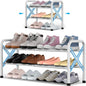 YEASHEIN 2-Tier Expandable Shoe Rack for Closet Floor, X-Frame Metal Small Shoe Rack for Entryway, Adjustable Shoe Shelf Organizer, Free Standing Shoe Racks for Front Door Entrance, Garage - White