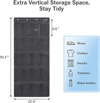 F-color Large Hanging Organizer - Over the Door Shoe Organizer, Cruise Essentials for Closet & Pantry, 20 Breathable Mesh Pockets, Space Saving Hanging Storage Holder with 4 Heavy-Duty Metal Hooks