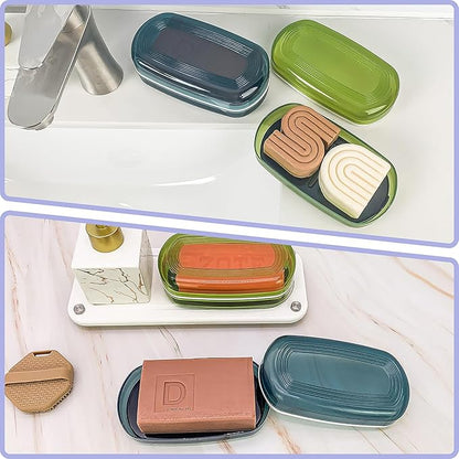 AIDIMMING Large Shampoo & Conditioner Bar Holder, Clear Soap Case with Lid and Drain Tray for Kitsch Bars, Duke Cannon 10 oz Soap, Handmade Soap,for Bathroom, Shower, Gym, Camping, Travel (Max, Green)
