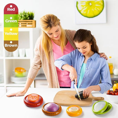 Avocado Saver & Onion Storage Set,4 Pcs Silicone Fruit Vegetable Anti-oxidation Box,Reusable Fridge Fresh Pod Food Storage,Perfect Lemons Tomato Garlic Containers