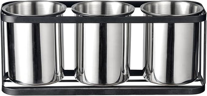 IMEEA Countertop Silverware Caddy, Stainless Steel Flatware Organizer with 3 Compartments for Forks Spoons Knives