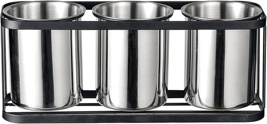 IMEEA Countertop Silverware Caddy, Stainless Steel Flatware Organizer with 3 Compartments for Forks Spoons Knives
