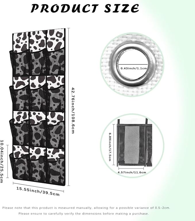 Cow Pattern Behind Door Shoes Hang Holder Rack,Storage for Small Spaces,Shoes Hanger Storage Organizer Bag for Bedroom Unique Print