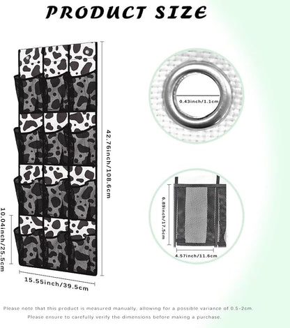 Cow Pattern Behind Door Shoes Hang Holder Rack,Storage for Small Spaces,Shoes Hanger Storage Organizer Bag for Bedroom Unique Print