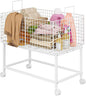 Large Rolling Laundry Basket Cart,Wire Laundry Hamper Cart with Handle and Wheels,White High Laundry Hamper for Laundry Room,Bedroom and Bathroom-120L White (29.5"L*19.7"W*27.95"H inch)