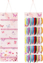 Tudomro Hanging Headband Holder for Girls Felt Hair Accessories Organizer with 60 Elastic Bands Bow Hanger for Girls Hair Bows Without Headbands(Pink, Purple,Butterfly)