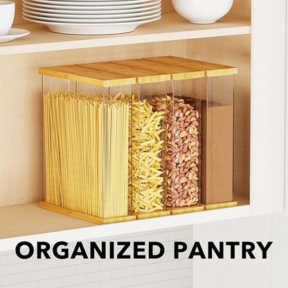 SpaceAid Bamboo Food Storage Container - Airtight Cereal Containers with Lids, Kitchen Cereal Canisters Pantry Organizers and Storage for Rice, Flour, Coffee, Snack, Large 1 Pack
