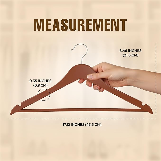 Utopia Home Premium Wooden Hangers 30 Pack - Durable & Slim Coat Hanger - Suit Hangers with 360-Degree Rotatable Hook - Wood Hangers with Shoulder Grooves (Cherry)