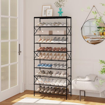 IBUYKE 10 Tier Shoe Rack, Large Capacity Shoe Storage Organizer for 40 Pairs of Shoes, Metal Shoe Storage Rack with Shelf for Entryway Hallway Closet Garage, Black TXJ010B