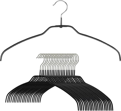 Mawa Reston Lloyd Silhouette Ultra-Thin Series, Non-Slip Space Saving Shirt Hanger, Style 42/FT, Pack of 24, Black, 24 Piece