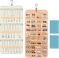 48 Pocket Oxford Fabric Double Sided Hanging Rotating Jewelry Organizer, Bracelet Necklace Jewelry Display Hanger for Closet Door, Earring Dustproof Holder Wall Mount Accessories(Off-white)