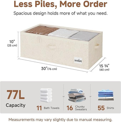 StorageWorks Under Bed Storage Bins, 10" Underbed Storage Containers with Clear Lid, Handles and Label Holder, 20.5 Gallon Storage Box for Clothes, Bedding, Blankets, Shoes, Baby Clothes, 2 Pack