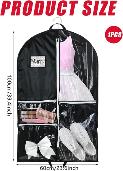 Blushtier Cheer Garment Bags for Cheerleading Uniform Hanging Garment Bags for Dance Costumes 40 Inch Clothes Bag with 5 Pockets and Side Zip Travel Storage Cheer Uniform