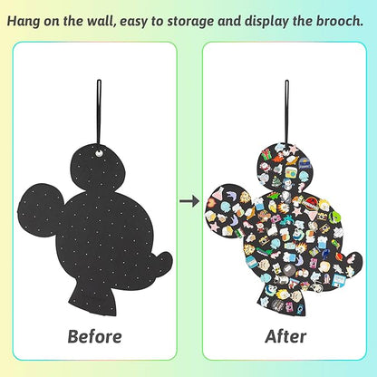 Hanging Brooch Pins Organizer Enamel Pin Display Cute Cartoon Shape Brooch Pin Display Storage Holder for Brooch Pin(Without Accessories ) (black-mouse-hole)