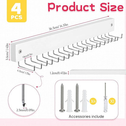 4 Pack Necklace Holder Wall Mount, Hanging Jewelry Organizer with 80 Hooks Total, Space Saving Wooden Necklace Holder for Wall, Necklace Organizer Hanger for Necklaces, Bracelets, Pendant
