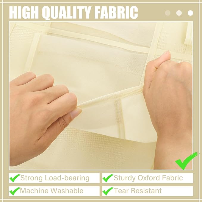 Windyun 2 Pack 40 Over the Door Shoe Organizers Large Mesh Pocket Hanging Shoe Rack for Closet Nonslip Behind Door Storage Holder Back to School Organizer for Dorm Room College Storage (Beige)