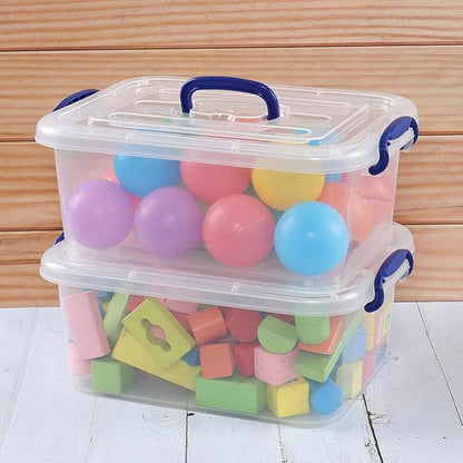 Morcte 8 L Clear Latching Box, Plastic Storage Bin with Handle, 2-Pack