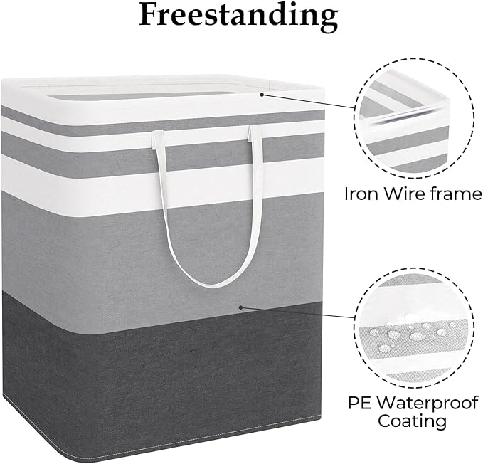 StorageRight Laundry Basket Hamper Large Collapsible Laundry Hamper with Easy Carry Handles，Freestanding Clothes Hampers for Laundry, Bedroom, Dorm, Clothes, Towels, 125L, Gradient Grey